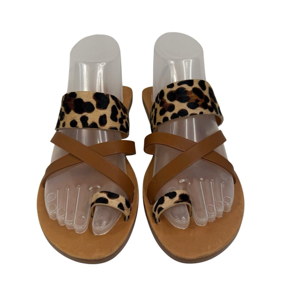 Antonio Melani Sz 8 Larandie Sandals Leather Animal Print Summer Resort Vacation